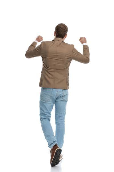 Back View Casual Man Celebrating Success Images Stock Photos D