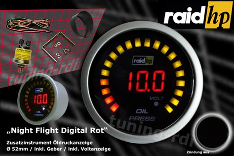 Raid Hp Zusatzinstrument Mm Ldruckanzeige Night Flight Digital Red