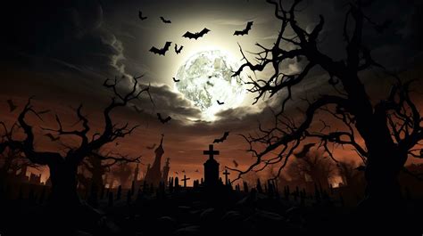 Zombie emerges from spooky graveyard on Halloween night full moon and bats 27103256 Stock Photo ...