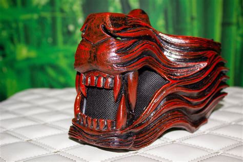 Wolf Mask Wolf Red Tree Oni Berserk Menpo Mask Samurai Fenrir Etsy