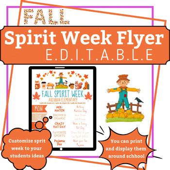 Editable Fall Spirit Week Flyer By Where Students Play And Learn