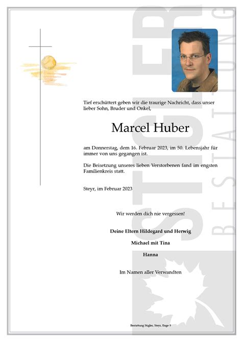 Marcel Huber Stigler Bestattung