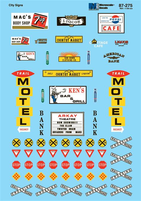 Microscale Decals Ho Scale Structure Signs City Buildings