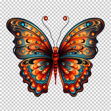 Ilustración de mariposa colorida en un fondo transparente Archivo PSD