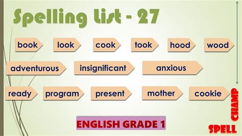 English Grade 1 Spelling List 27 Youtube