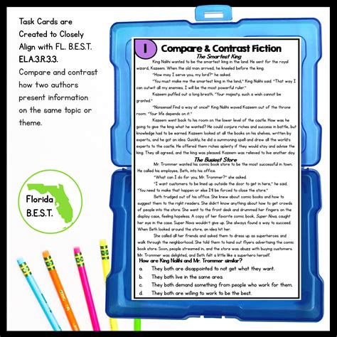 Compare Contrast Fiction Task Cards Rd Grade Fl Best Magicore