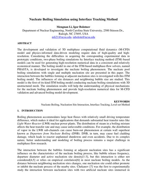 Pdf Nucleate Boiling Simulation Using Interface Tracking Method