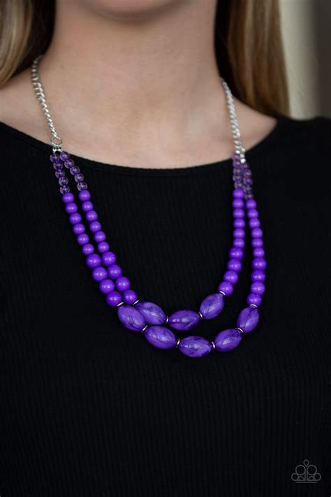 Sundae Shoppe Purple Bling With Crystal Purple Bead Necklace