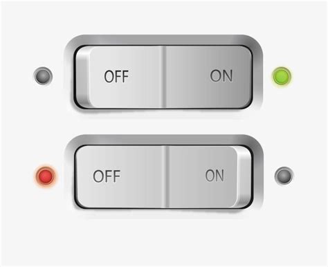 two switches on and off are shown in this image, with the red button ...