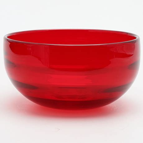 A Whitefriars Red Glass Bowl In The Ribbed Optic Pattern Glass Other