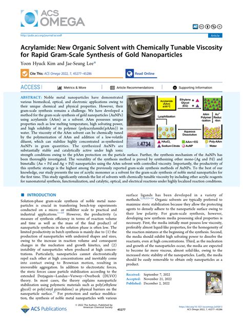 PDF Acrylamide New Organic Solvent With Chemically Tunable Viscosity