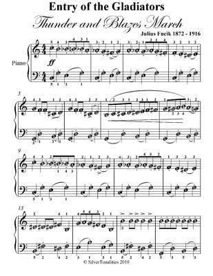 Entry of the Gladiators Thunder and Blazes March Easy Piano Sheet Music ...