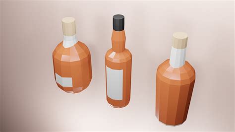 D Model Low Poly Liquor Bottles Vr Ar Low Poly Cgtrader