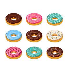 Set Of Cartoon Donuts Royalty Free Vector Image