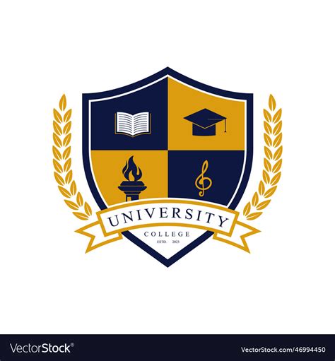 University college school badge logo design image Vector Image