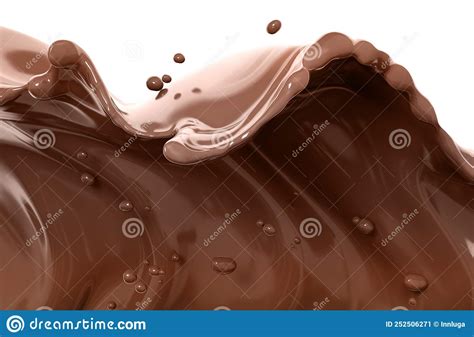 Chocolate Wave Or Flow Splash Pouring Hot Melted Milk Chocolate Sauce Or Syrup Cocoa Drink Or