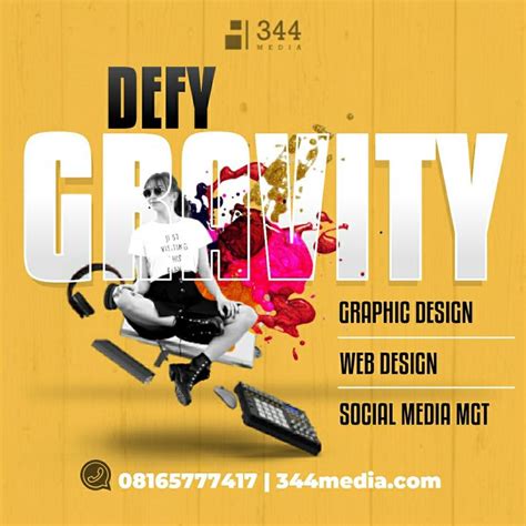 a poster with the words defy gravity and graphic design for social ...