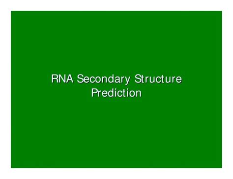 Pdf Rna Secondary Structure Prediction Virginia Techbecause The