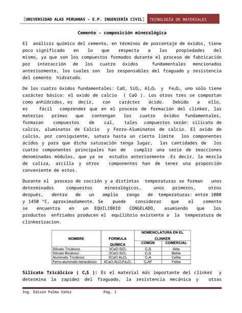 Docx Cemento Composicion Mineralogica Dokumen Tips