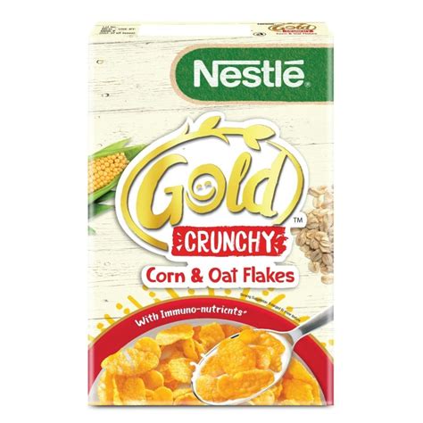 Nestle Gold Crunchy Oat And Corn Flakes Breakfast Cereal 475g With Immuno Nutrients And The