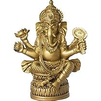 Lord Vinayaka Ganesha Idol Puja Idol Ganapathy Gold Ganesha Enamel