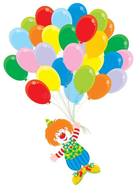 Circus Clown Flies With Balloons Stock Vector - Illustration of balloon, entertaining: 24914313