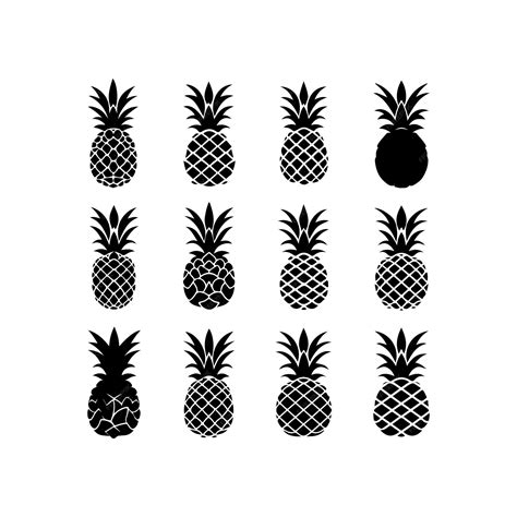 Premium Vector Collection Of Pineapple Fruits Silhouette On White Backgroundpineapple Icon And