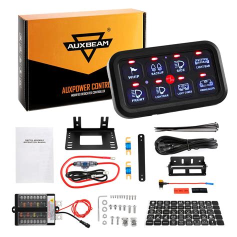 Auxbeam 8 Gang Switch Panel Automatic Dimmable LED On Off Car Switch