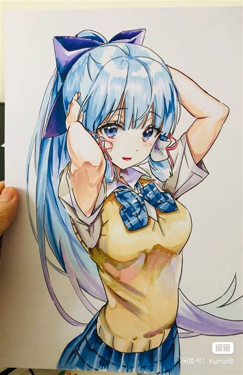 Kuma S Genshin Impact Kamisato Ayaka Hot Sexy Hand Drawing With Marker