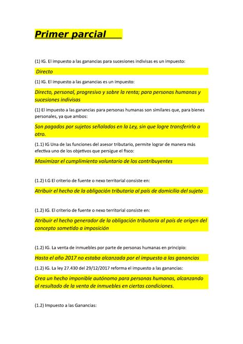 Parcial 2020 Preguntas Y Respuestas Primer Parcial 1 IG El