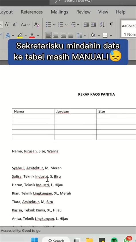 Video Tutorial Merapihkan Data Ke Tabel Microsoft Word Ilmu Data