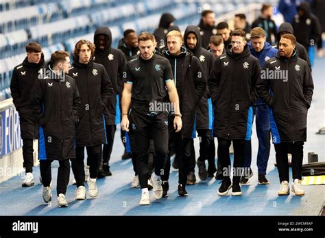 The Rangers Team Arrive Ahead Of A Friendly Match At The Ibrox Stadium