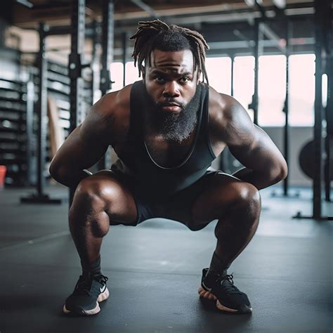 Hombre Afroamericano Haciendo Flexiones En El Gimnasio Concepto