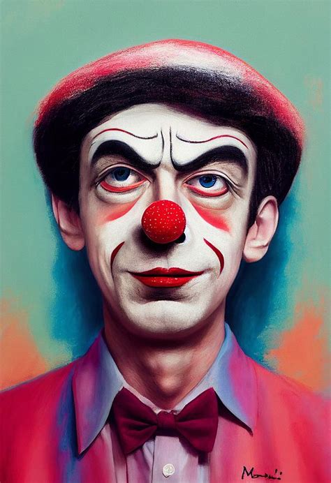 Mime Clown With Red Bow Tie Portrait Painting By Vincent Monozlay Pixels