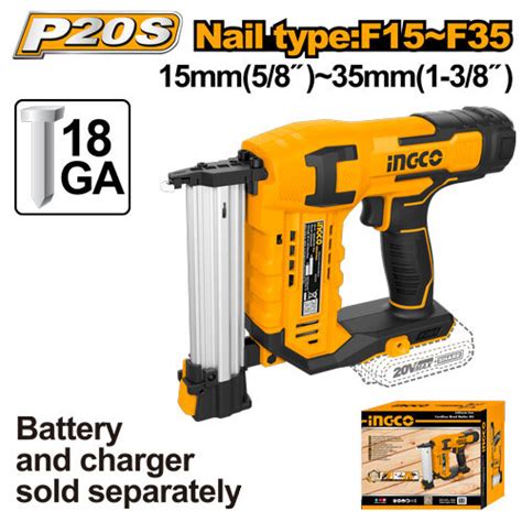 Купить Аккумуляторный гвоздезабиватель нейлер 20Вт 15-30мм INGCO ...