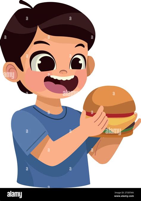 Boy Eating Burger Stock Vector Image And Art Alamy