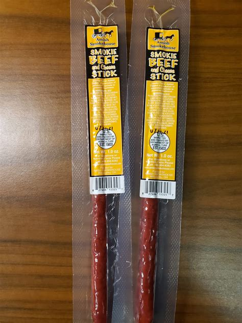 Beef & Cheese Beef Sticks 21 Ct. Individually Wrapped - Amish Smoke House