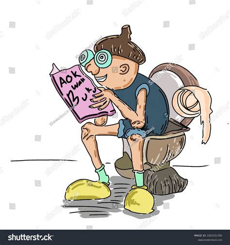 Illustration Person Sitting On Toilet Reading Stock Illustration 2201551781 Shutterstock