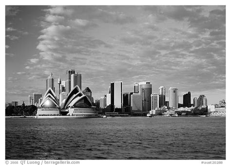 black  white picturephoto opera house  city skyline sydney