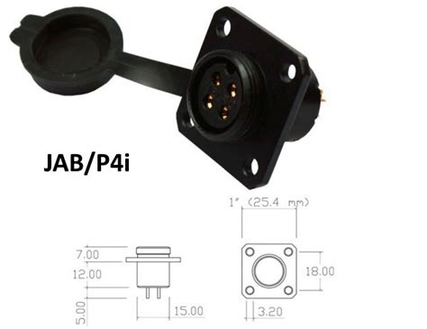 Conector Circular em Alumínio 2 a 4 contatos para painel JAB P4 Linha