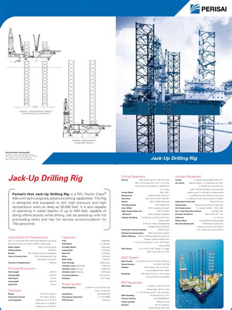 Jack Up Drilling Rig General Arrangement Profile Cantilever Fully