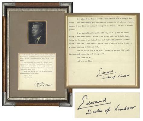 Lot Detail - King Edward VIII Signed Copy of His Abdication Speech