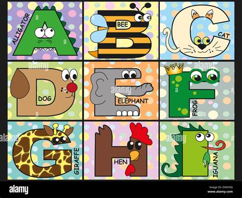 illustration of animal alphabet - stock 1 Stock Photo - Alamy