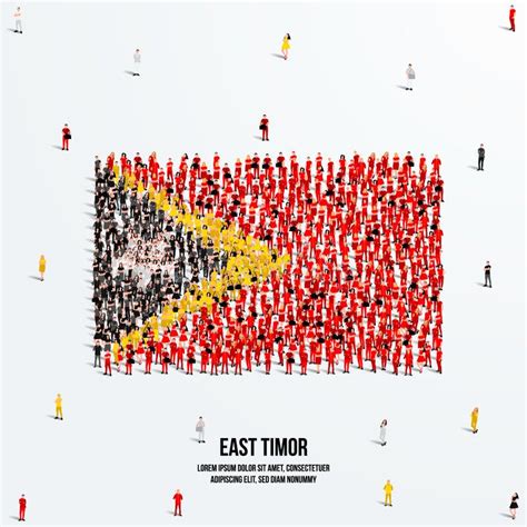 East Timor Flag A Large Group Of People Form To Create The Shape Of