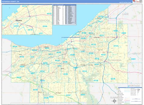 Cuyahoga County Wall Map Premium Style - marketmaps.com