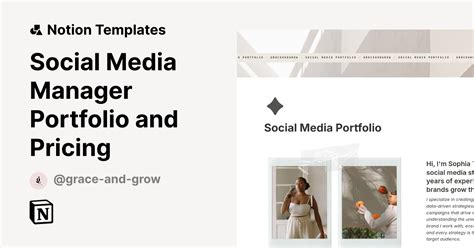 Social Media Manager Portfolio And Pricing Template By Grace And Grow