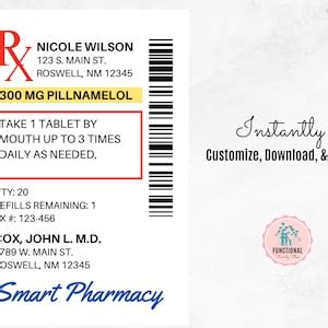 Prescription Label Template Editable Rx Bottle Label Template Party