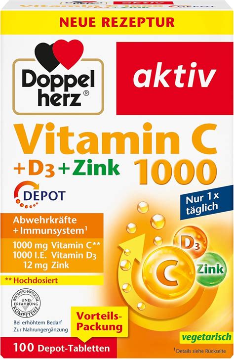 Doppelherz Vitamin C 1000 D3 Zink Hochdosiert Mit Vitamin C Und