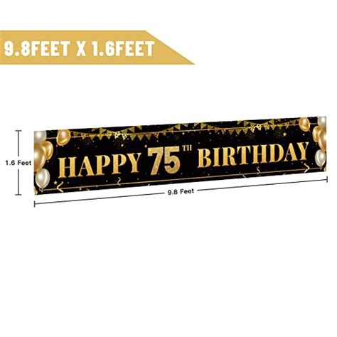 Snapklik.com : Large Happy 75th Birthday Decoration Banner, Black And ...