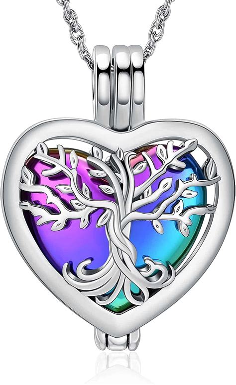 Cremation Urn Necklace For Ashes Tree Of Life Locket Mini Keepsake Ashes Hollow Pendant Heart